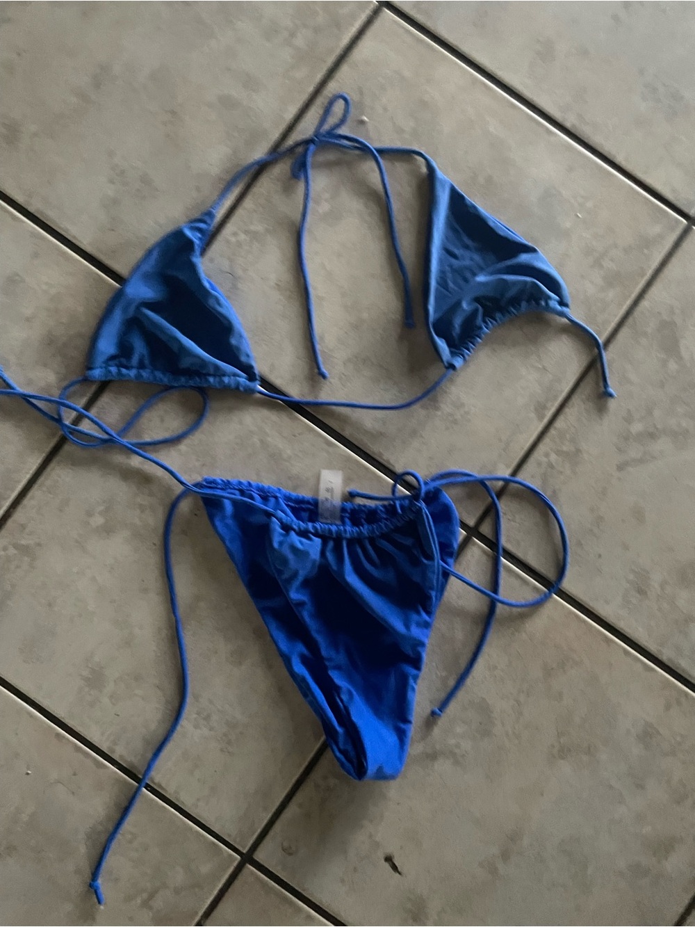 SHEIN Royal Blue Triangle String Bikini for Kids